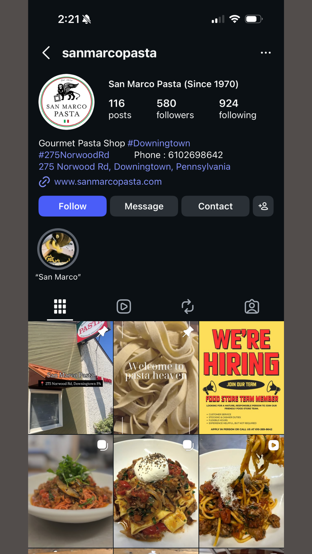 San Marco Pasta before